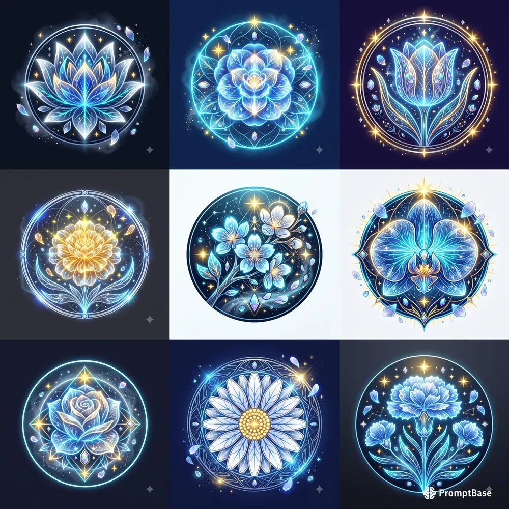 Modern Glowing Flora Emblems