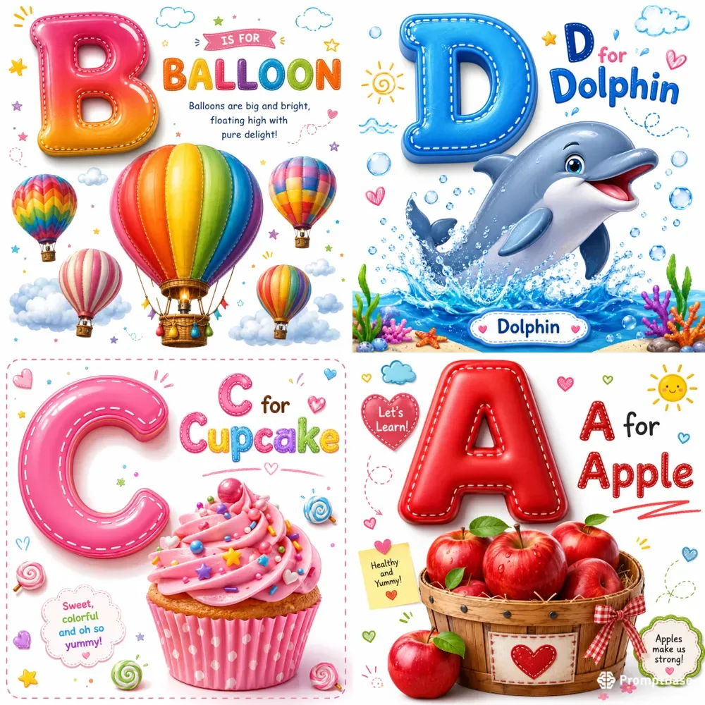 Cute Alphabet Learning Cards For Kids
