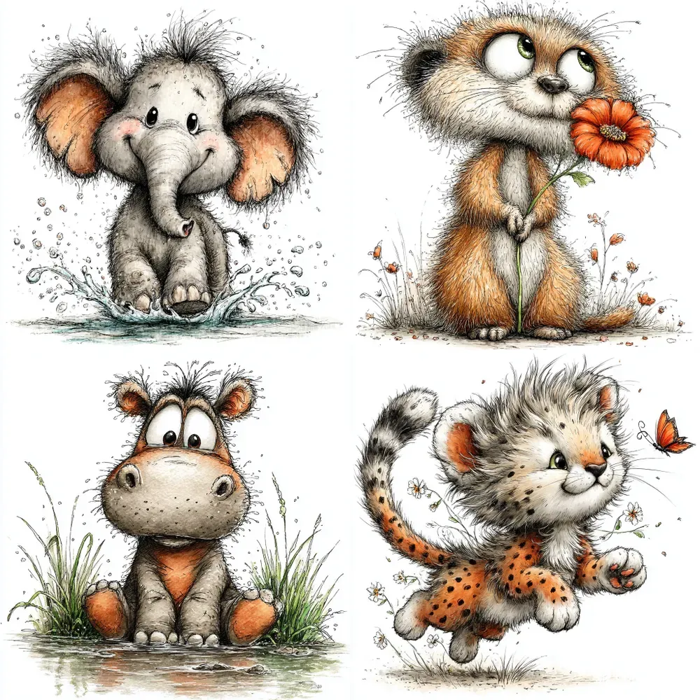 Safari Baby Animal Character Clipart