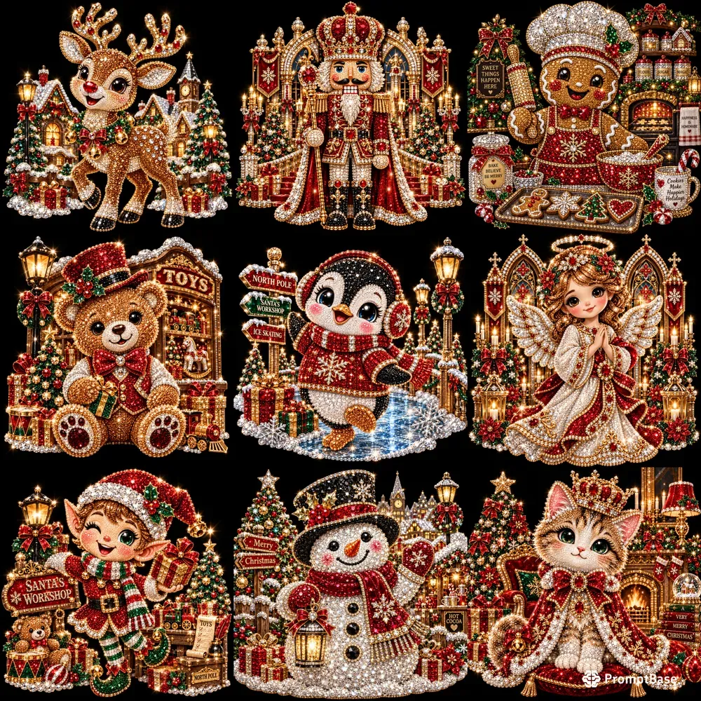 Luxury Rhinestone Christmas Characters