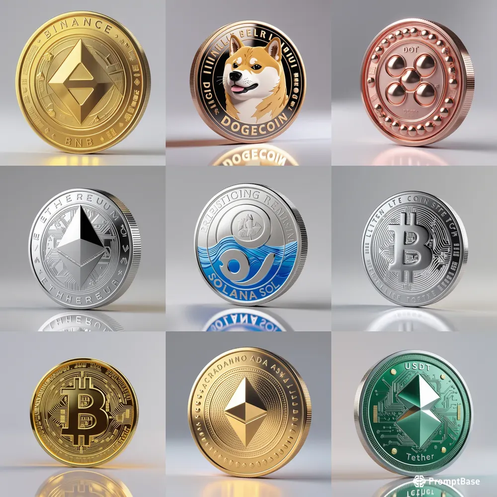 Realistic 3D Cryptocurrency Coins Leonardo Ai Prompt