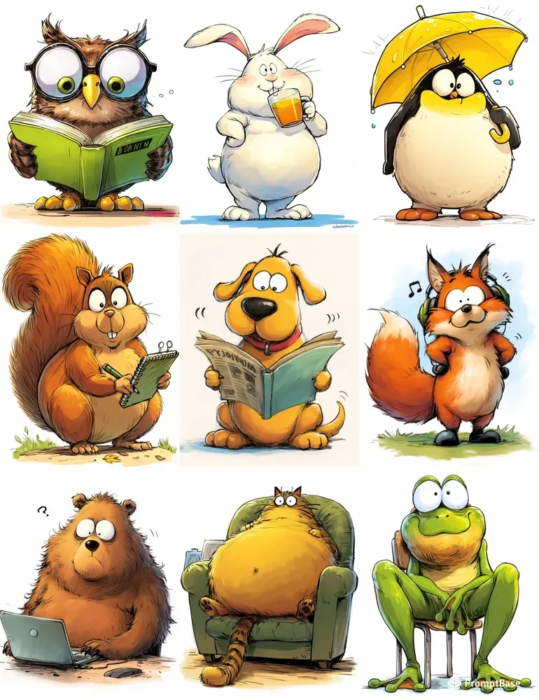 Playful Cartoon Animal Doodles