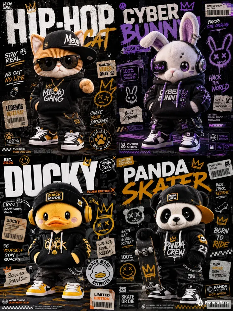 Street Wear Plush Character Posters