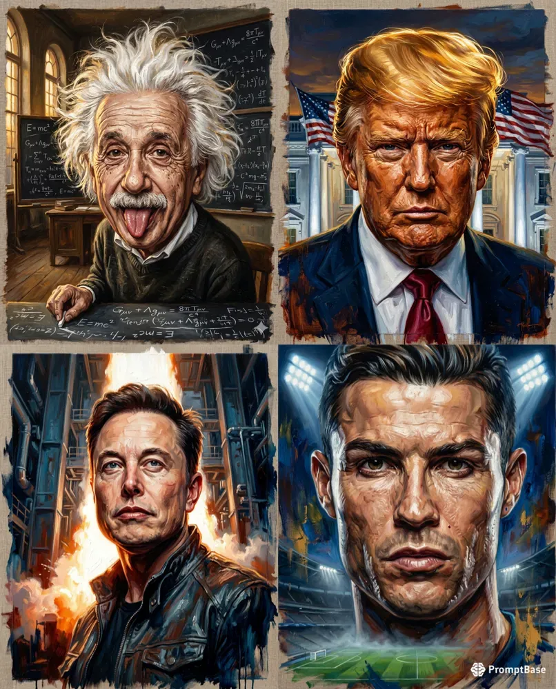 Famous People Oil Caricature Paintings