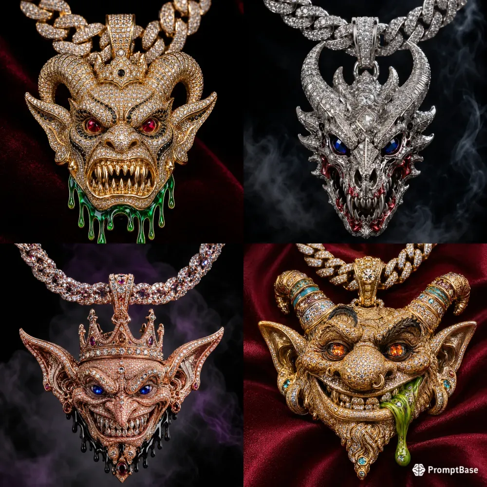 Gothic Diamond Beast Pendants