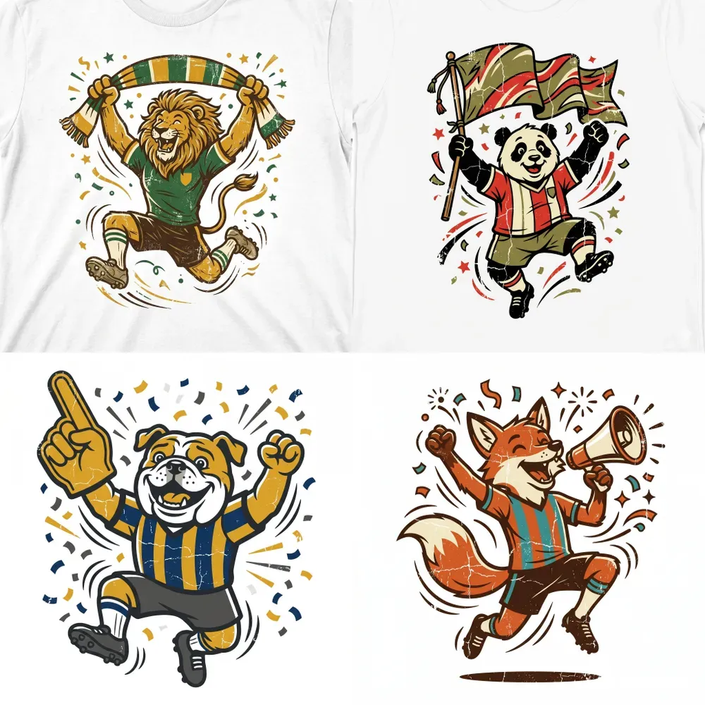Vintage Soccer Supporter Mascots