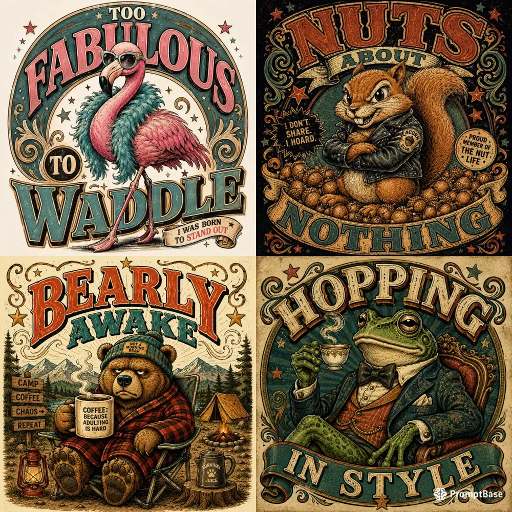 Retro Funny Animal Tees