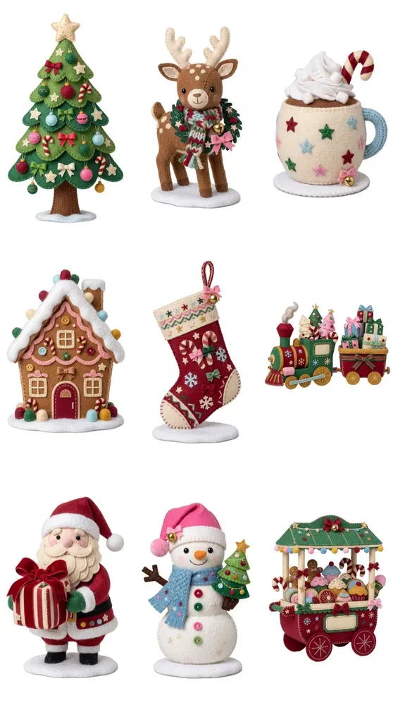 Cozy Felt Cute Colorful Christmas Cliparts