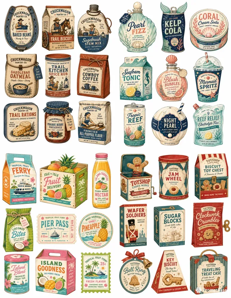 Western Retro Food Packaging Ephemera