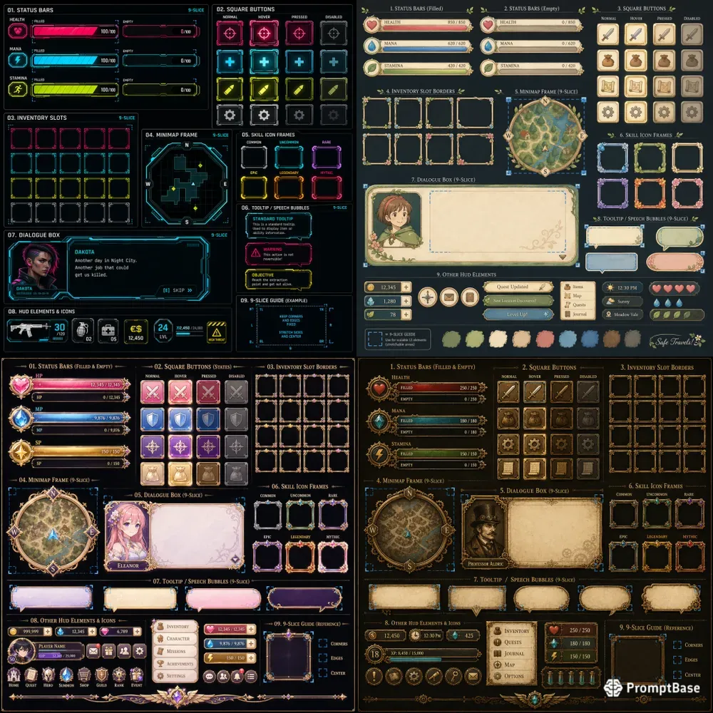 Game UI Hud Element Design Kits