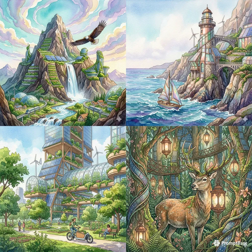 Pro Solarpunk Ultra HD Watercolors
