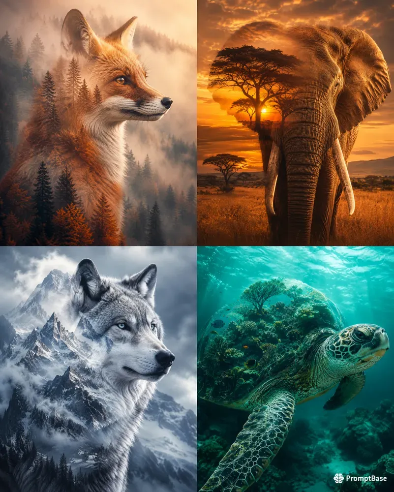 Wildlife Double Exposure Art