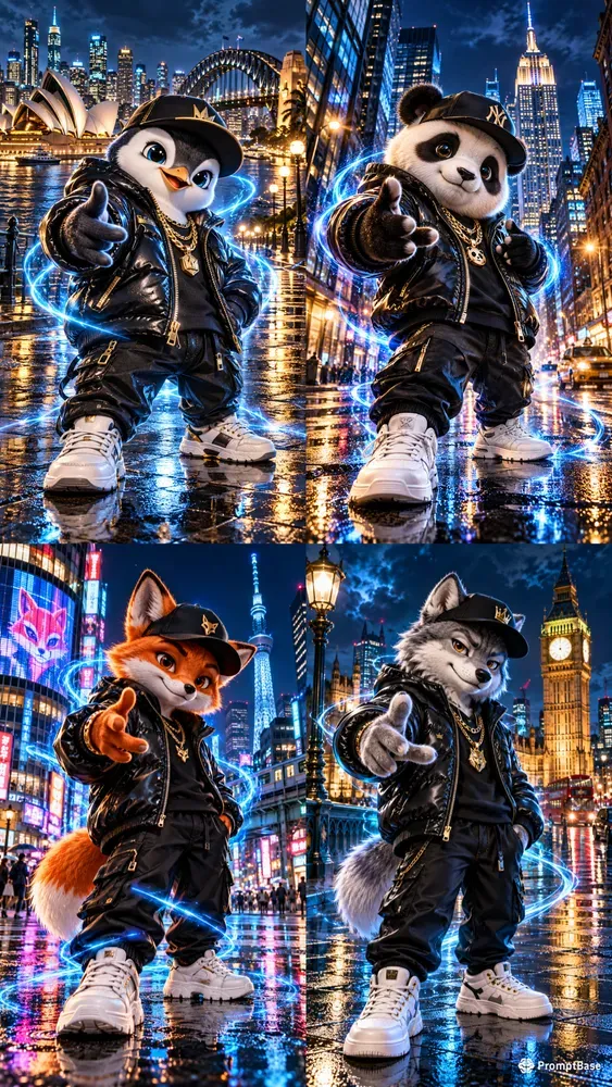 Cosmic Streetwear Animal Characters