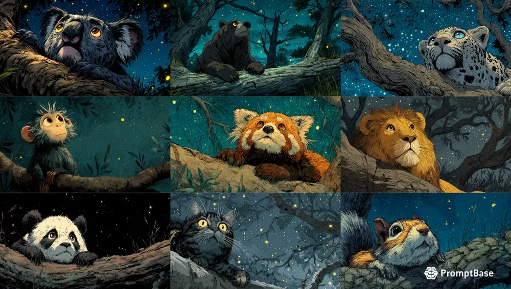 Animals Looking At The Moon