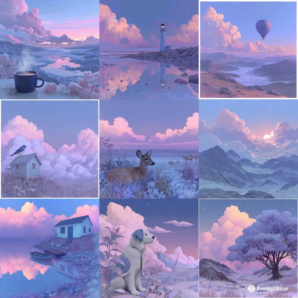 Gouache Dreamy Pastel Twilight Calms