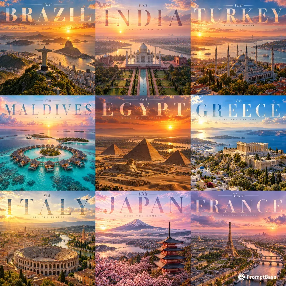 Luxury Aerial Travel Destination Posters