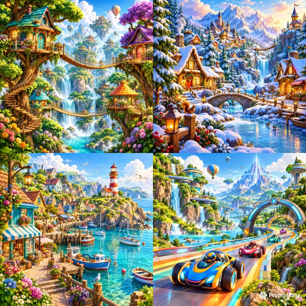 Whimsical Game World Collages