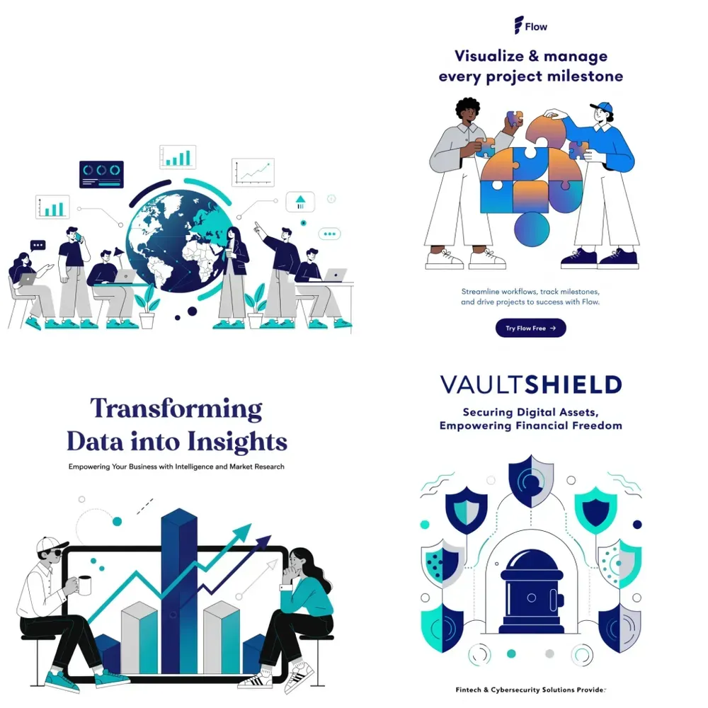 Modern Corporate B2b Vector Illustrations