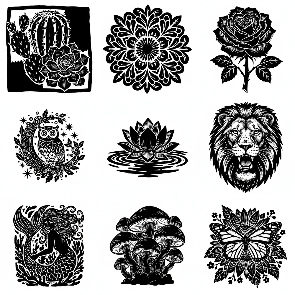 Bold Monochrome Graphics For Coloring