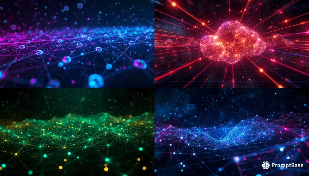 Abstract Glowing Tech Network Banners