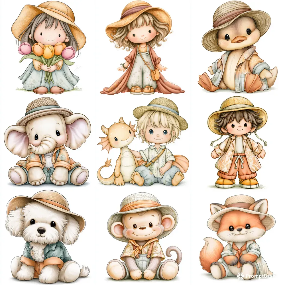 Summer Cartoon Character Clipart Tshirts