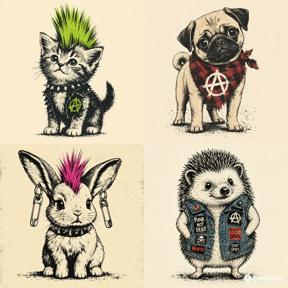 Punk Rock Animal Screen Prints