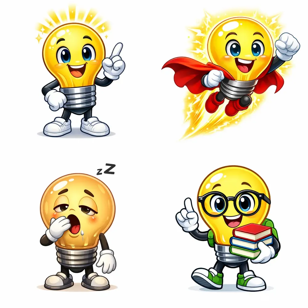 Cute Lightbulb Mascot Generator In 4K