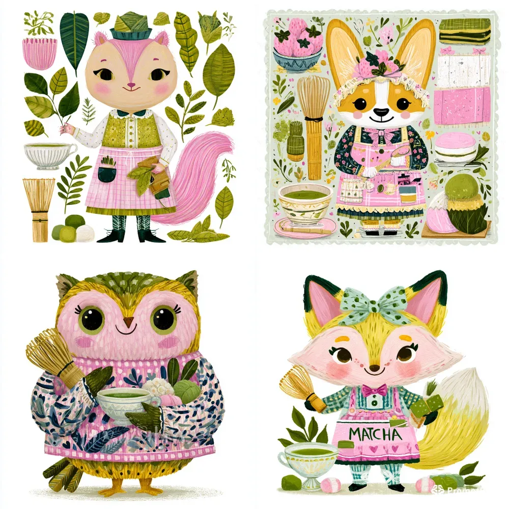 Cute Matcha Cafe Animals Kawaii