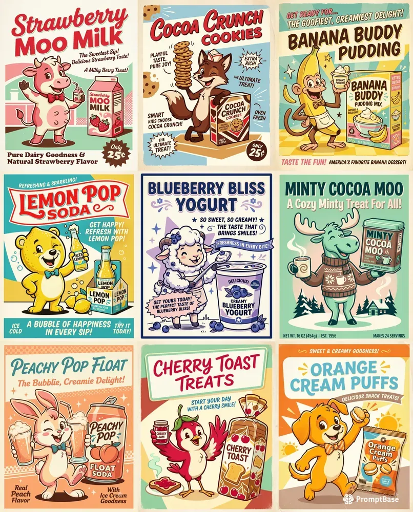 Retro Product Mascot Ads