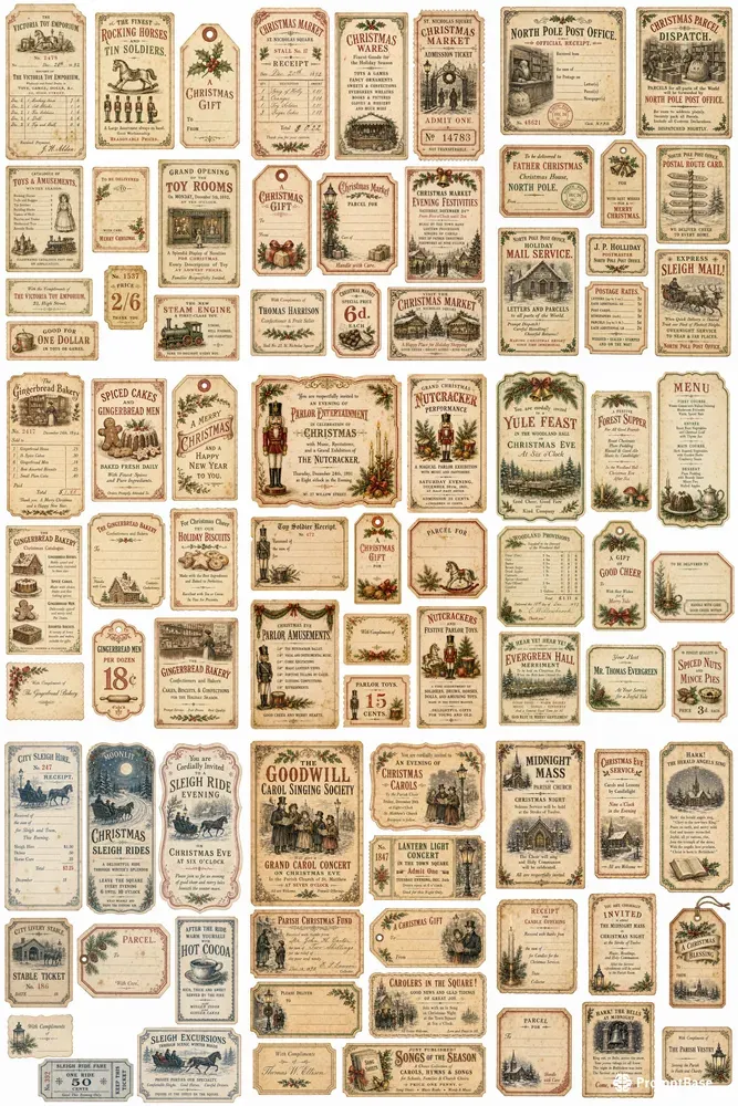 Vintage Christmas Ephemera Sheets