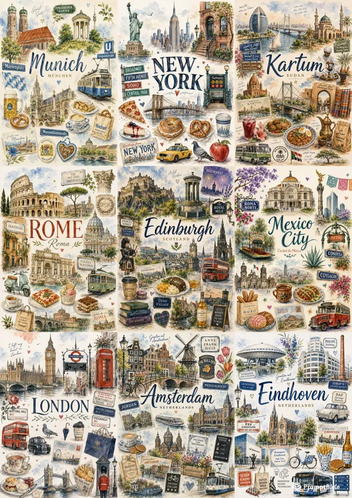 Watercolor City Travel Posters