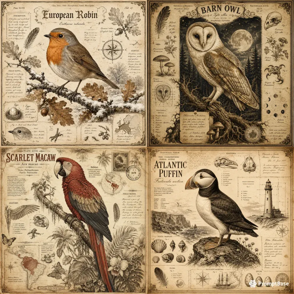 Vintage Ornithology Poster Packs