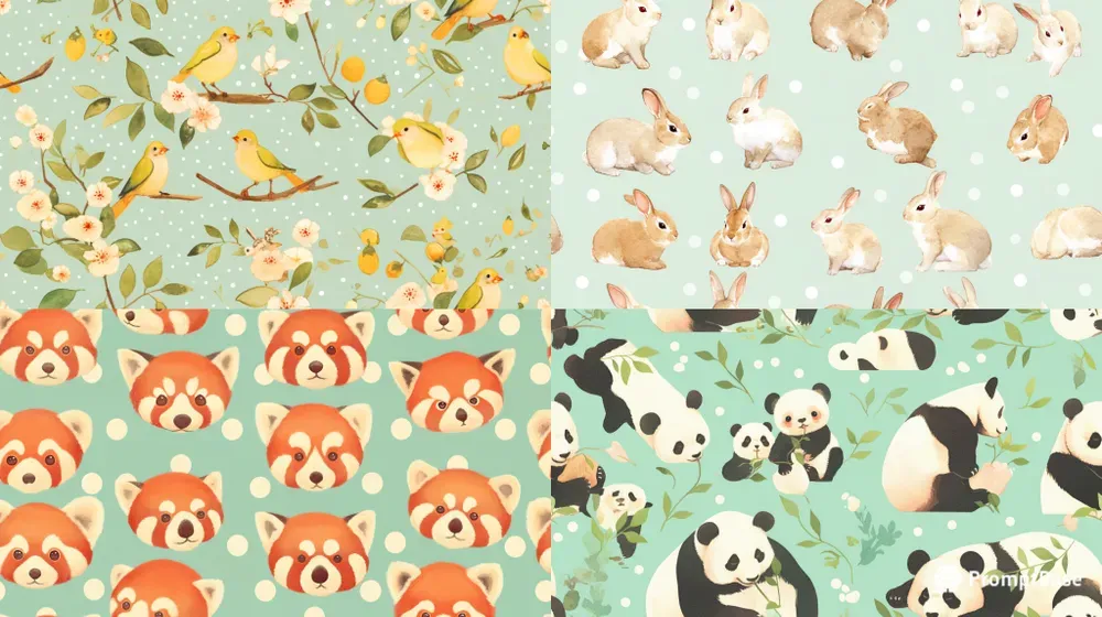 Mint Polka Watercolor Animal Tiles
