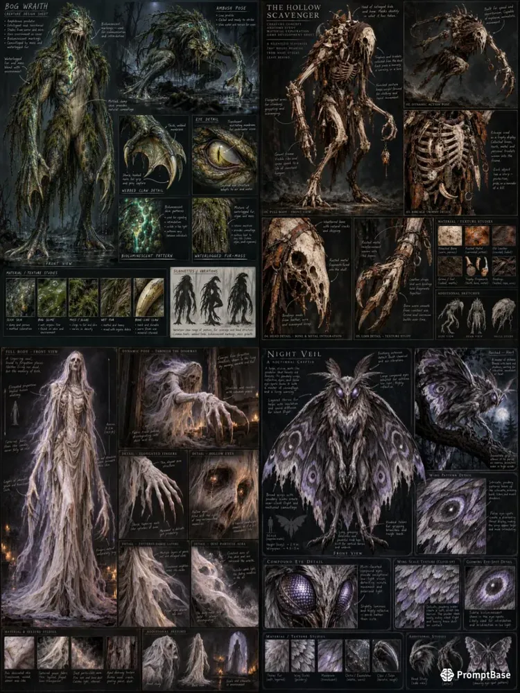 Haunted Cryptid Concept Sheets