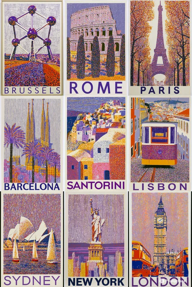 Retro Screen Print Travel Posters