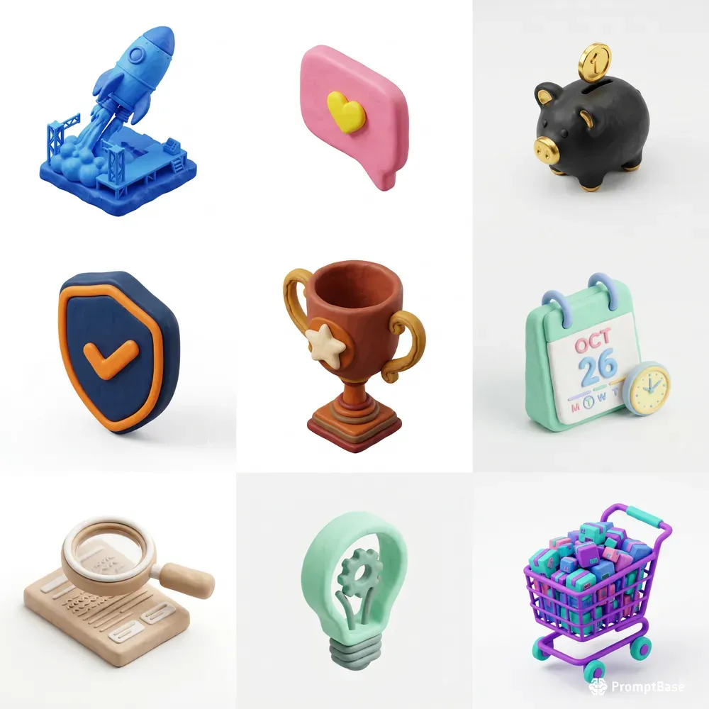 3d Cute Claymation App Web Icons