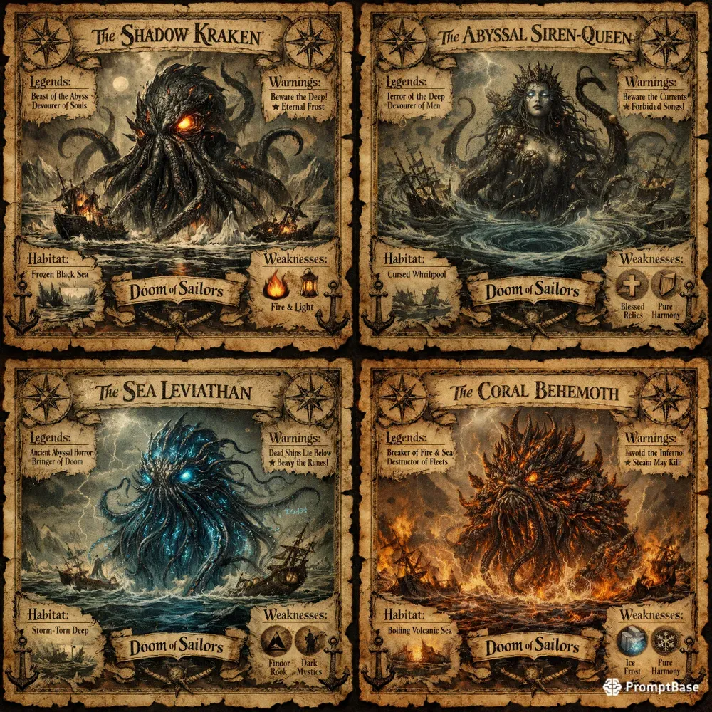 Ancient Sea Horror Bestiary Posters