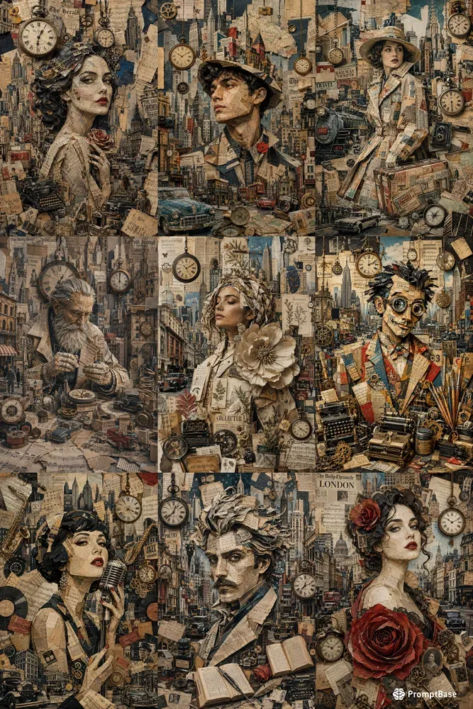 Surreal Newspaper Time Collages