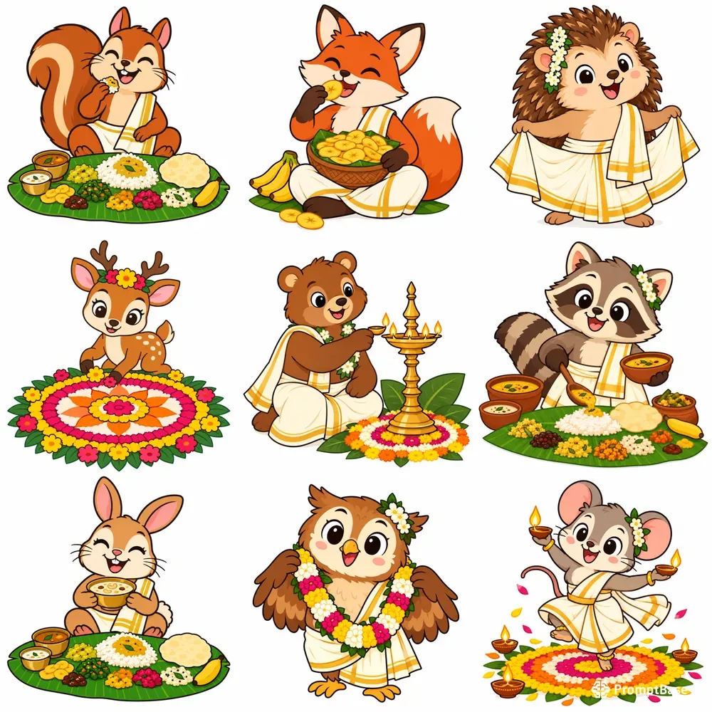 Onam Feast Forest Animals Cliparts