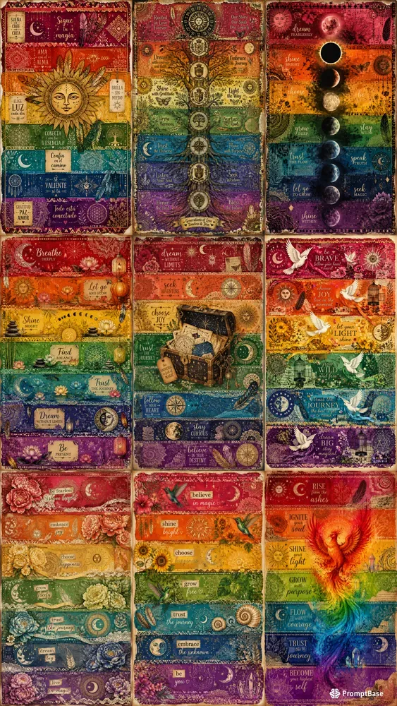 Bohemian Rainbow Scrapbook Ephemera Pages