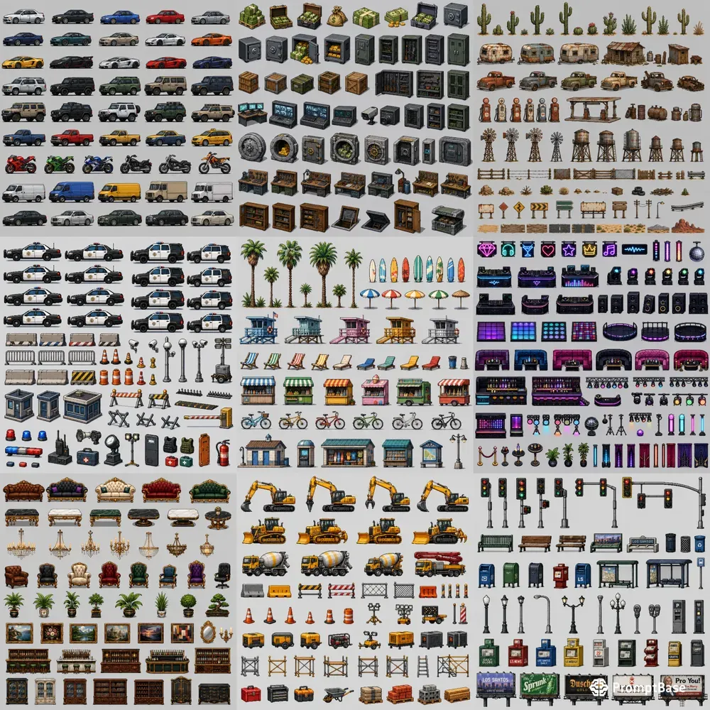 2D Pixel Art Gta Asset Packs