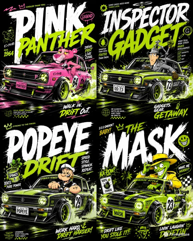 Streetwear Cartoon Drift Legends