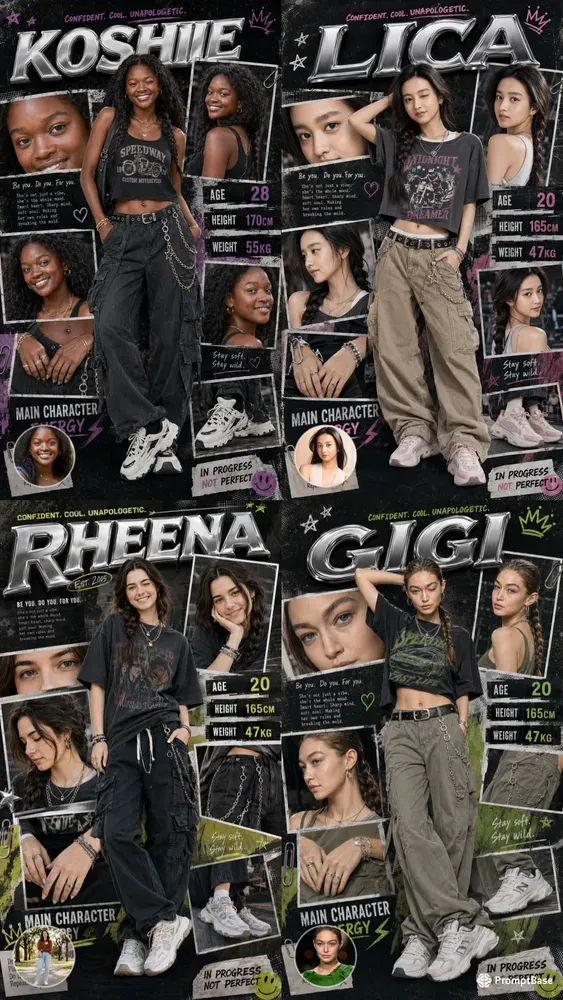 Y2k Fashion Character Posters