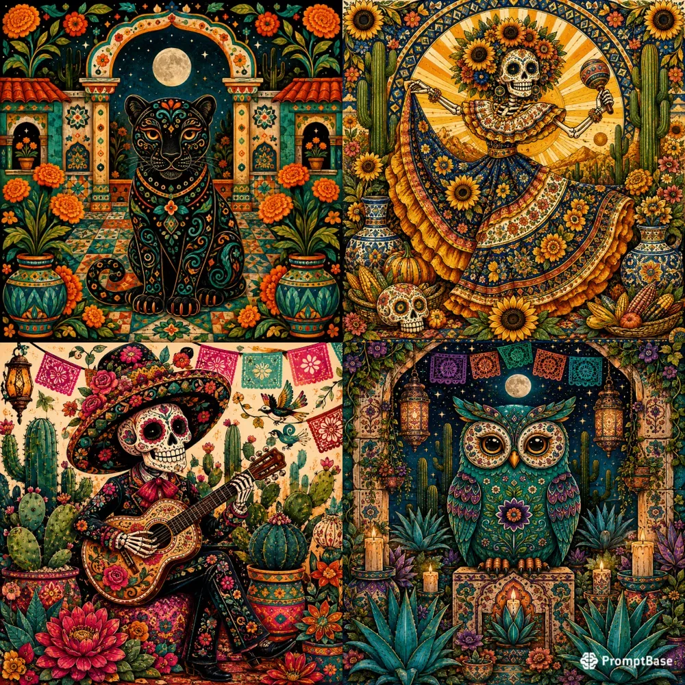 Mexican Folk Art Skull Characters