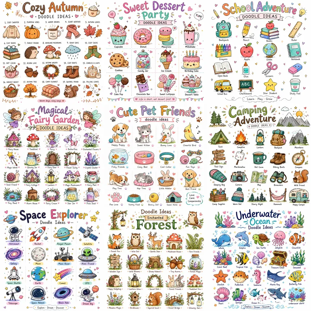 Cute Kawaii Doodle Ideas Packs