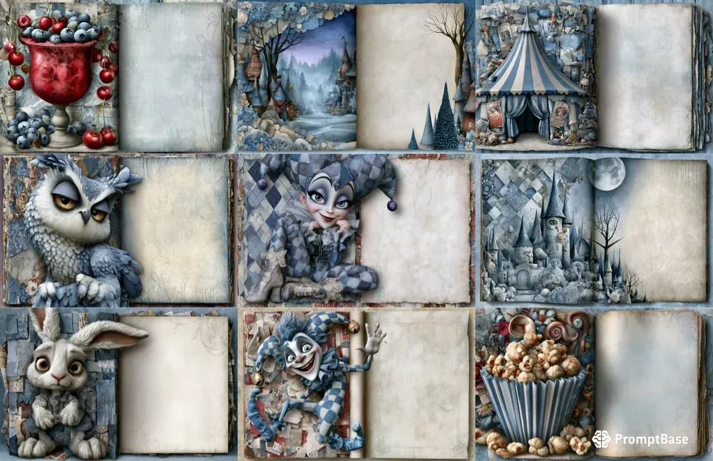 Icy Harlequin Double Pages