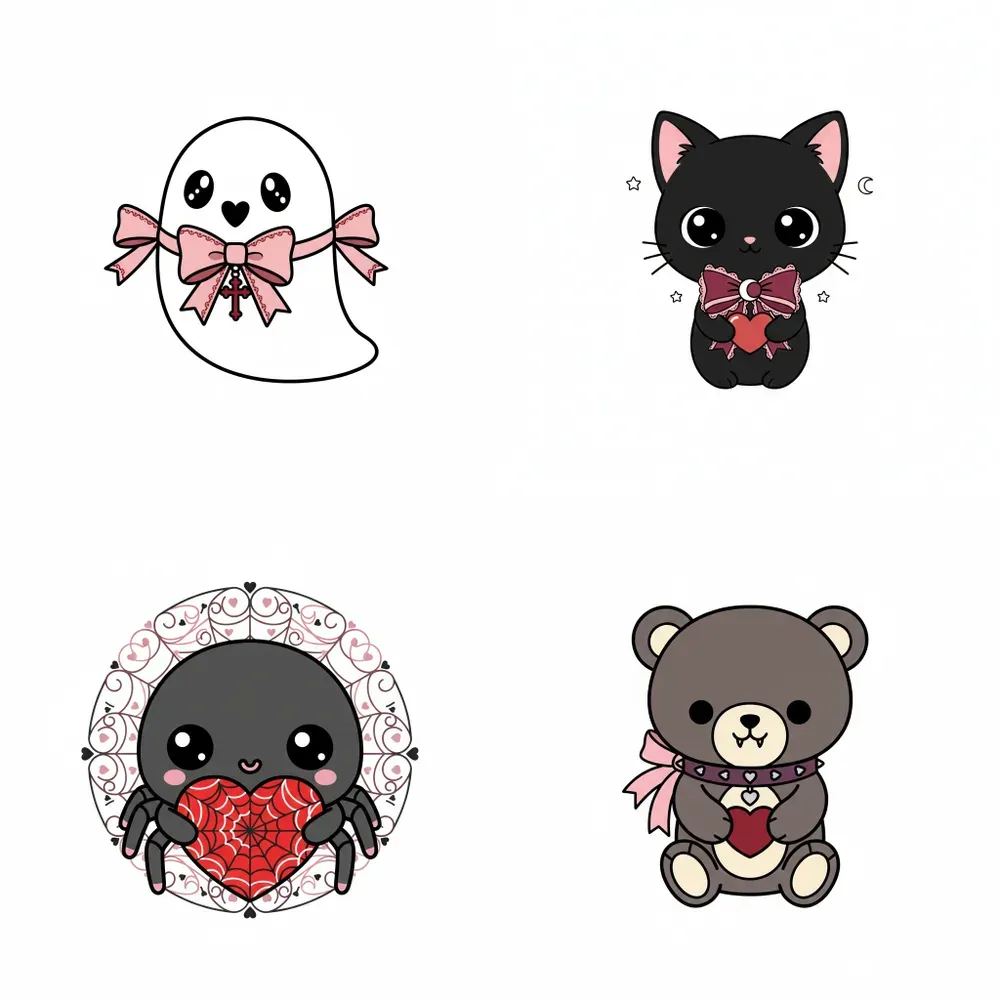 Gothic Kawaii Valentine Clipart