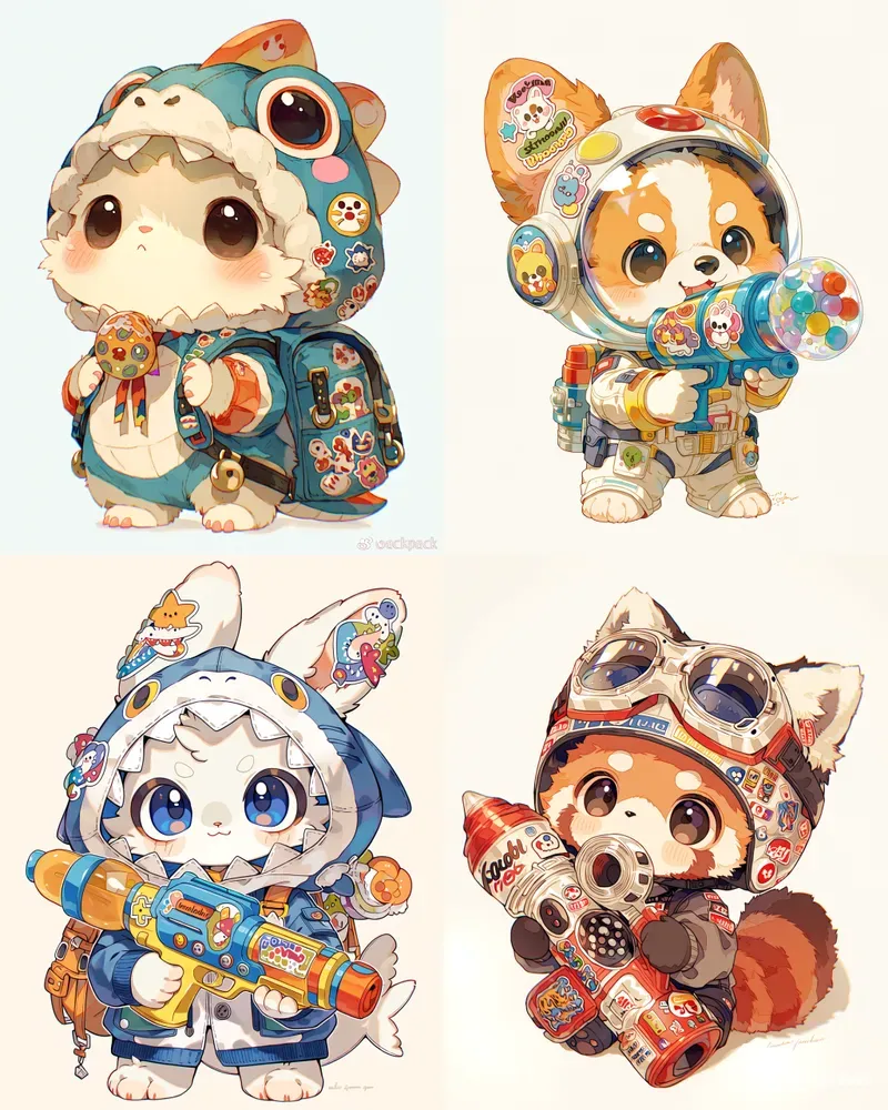 Cute Animal Mascot Stickers For Etsy