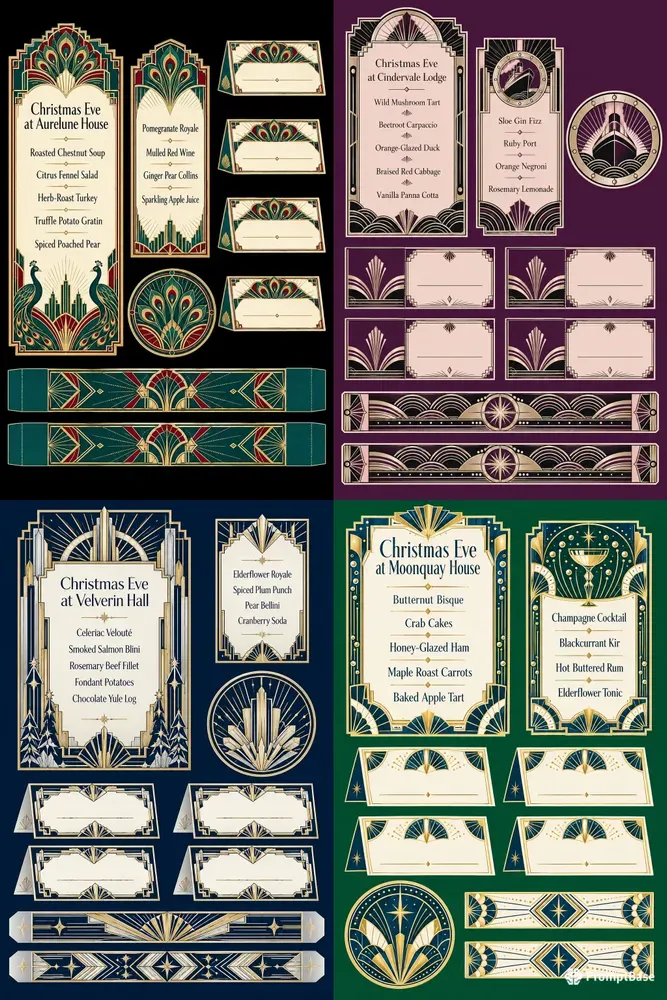 Art Deco Christmas Eve Menu Kits