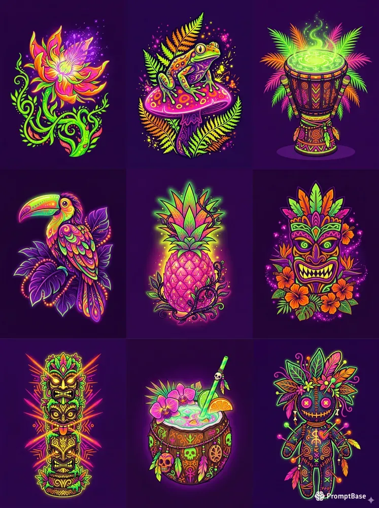 Neon Jungle Voodoo Tshirt Designs
